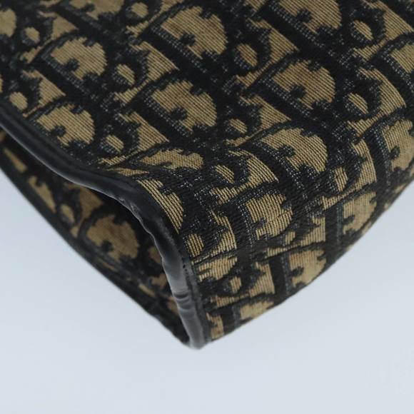 Christian Dior Trotter Canvas Clutch Bag Beige Navy Gold Auth 97851 - Picture 11 of 16